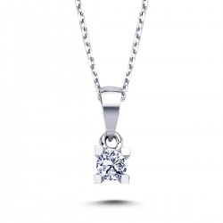 14k White Gold 0.13 Carat Diamond Solitaire Necklace 2010001