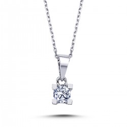 14k White Gold 0,20 Carat Diamond Solitaire Necklace 2010002