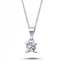 14k White Gold 0.26 Carat Diamond Solitaire Necklace 2010003