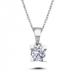 14k White Gold 0.40 Carat Diamond Solitaire Necklace 2010004