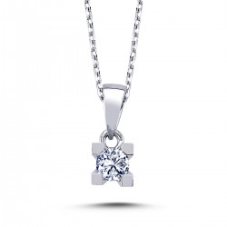 14k White Gold 0.12 Carat Diamond Solitaire Necklace 2010005