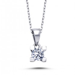 14k White Gold G Color 0.23 Carat Diamond Solitaire Necklace 2010006