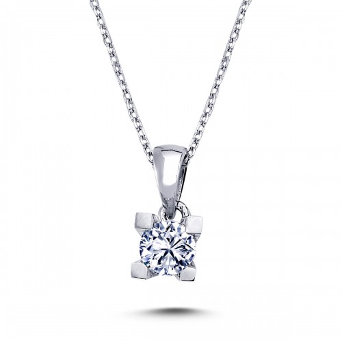 14k White Gold 0.30 Carat Diamond Solitaire Necklace 2010007