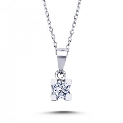 14k White Gold 0.20 Carat Diamond Solitaire Necklace 2010009