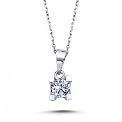 14k White Gold 0.30 Carat Diamond Solitaire Necklace 2010010