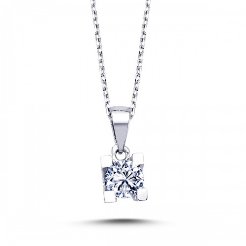 14k White Gold 0.40 Carat Diamond Solitaire Necklace 2010011