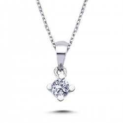 14k White Gold 0.16 Carat Diamond Solitaire Necklace 2010012