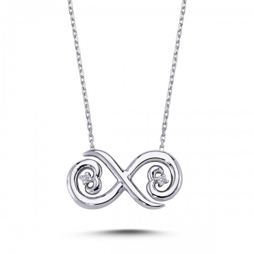 14k White Gold Diamond Infinity Necklace 2010015