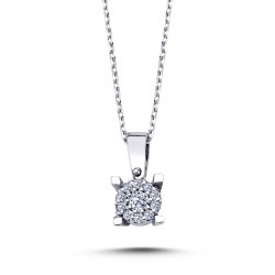 14k White Gold 0,50 Carat Solitaire Look Diamond Necklace 2020001