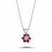 14k White Gold Diamond Ruby Daisy Necklace 2020002