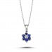 Sapphire Daisy Necklace with 14k White Gold Diamond 2020005