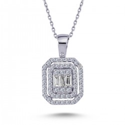 14k White Gold Baguette Diamond Necklace 2020010