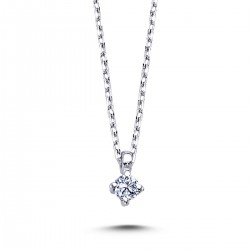 14k White Gold 0.06 Carat Diamond Solitaire Necklace 2030007