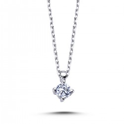 14k White Gold 0.11 Carat Diamond Solitaire Necklace 2030009