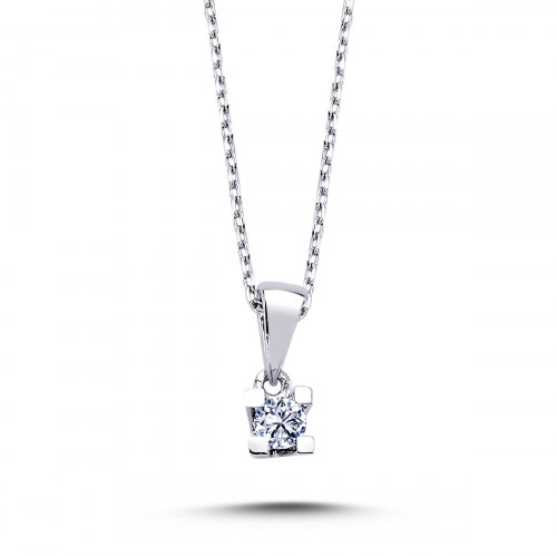 14k White Gold 0.10 Carat Diamond Solitaire Necklace 2030017