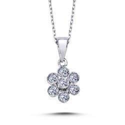 14k White Gold Diamond Gemstone Necklace 2030019