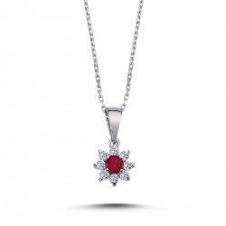 14k White Gold Diamond Ruby Anturaj Necklace 2030020