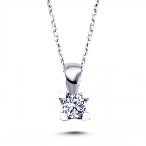 14k White Gold 0.25 Carat Diamond Solitaire Necklace 2040002