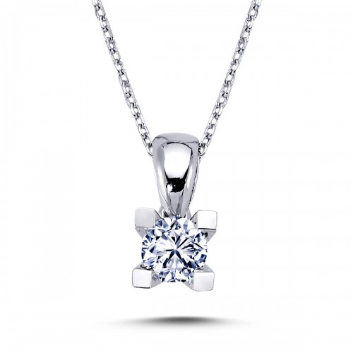 14k White Gold 0.35 Carat Diamond Solitaire Necklace 2040003