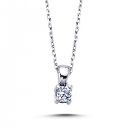 14k White Gold 0.10 Carat Diamond Solitaire Necklace 2040004