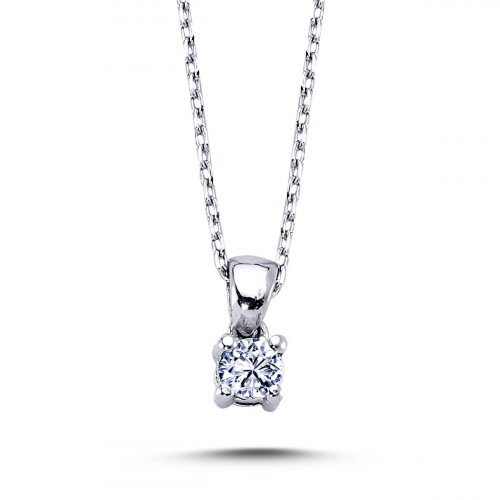 14k White Gold 0.10 Carat Diamond Solitaire Necklace 2040004