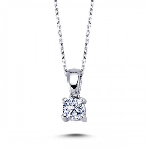 14k White Gold 0.28 Carat Diamond Solitaire Necklace 2040006