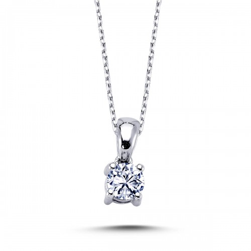 14k White Gold 0.42 Carat Diamond Solitaire Necklace 2040007