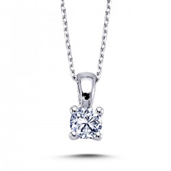 14k White Gold 0.32 Carat Diamond Solitaire Necklace 2040010