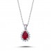 Drop Ruby Anthurage Necklace with 14k White Gold Diamond 2040015