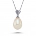 14k White Gold Diamond Drop Pearl Necklace 2040022