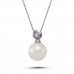 14k White Gold Pearl Necklace with Diamonds 2040024