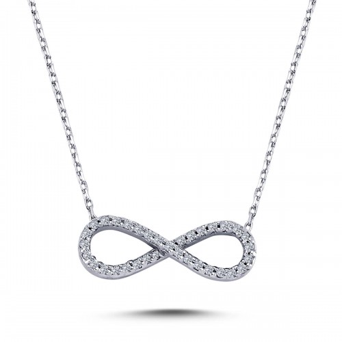 14k White Gold Diamond Infinity Necklace 2040025