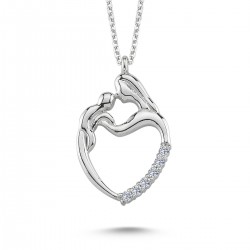 14k White Gold Mother Child Necklace 2040056