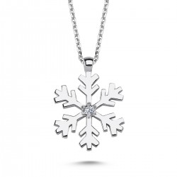 14k White Gold Diamond Snowflake Necklace 2040057