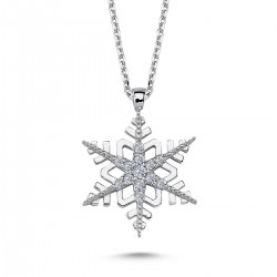 14k White Gold Diamond Snowflake Necklace 2040058