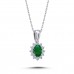 14k White Gold Diamond Oval Emerald Anthracite Necklace 2050001