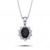 14k White Gold Diamond Oval Sapphire Anturage Necklace 2050007