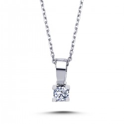 14k White Gold 0.08 Carat Diamond Solitaire Necklace 2070001