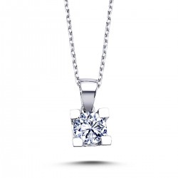 14k White Gold 0.42 Carat Diamond Solitaire Necklace 2070005