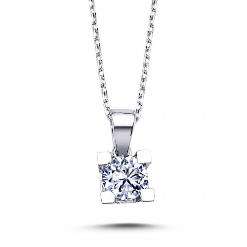 14k White Gold 0.42 Carat Diamond Solitaire Necklace 2070005