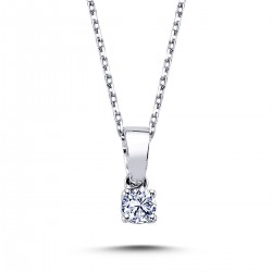 14k White Gold 0.10 Carat Diamond Solitaire Necklace 2070006