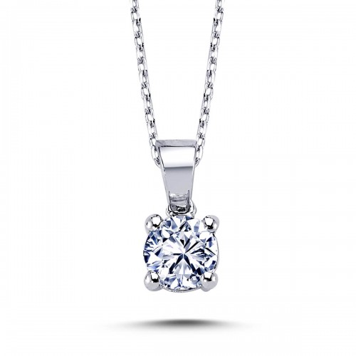 14k White Gold 0.46 Carat Diamond Solitaire Necklace 2070010