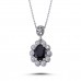 14k White Gold Diamond Oval Sapphire Anturaj Necklace 2070014