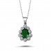 14k White Gold Diamond Drop Emerald Anthracite Necklace 2070015