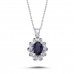 14k White Gold Diamond Oval Sapphire Anturage Necklace 2070016