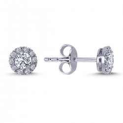 14k White Gold Total 0.42 Carat Diamond Solitaire Earrings 3020006