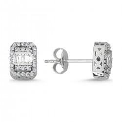 14k White Gold Baguette Diamond Earrings 3020007