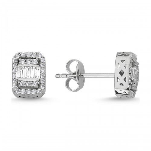 14k White Gold Baguette Diamond Earrings 3020007