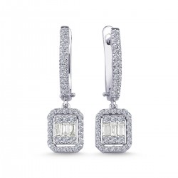 14k White Gold Baguette Diamond Earrings 3020009