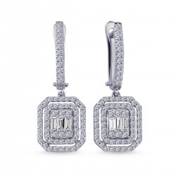 14k White Gold Baguette Diamond Earrings 3020010